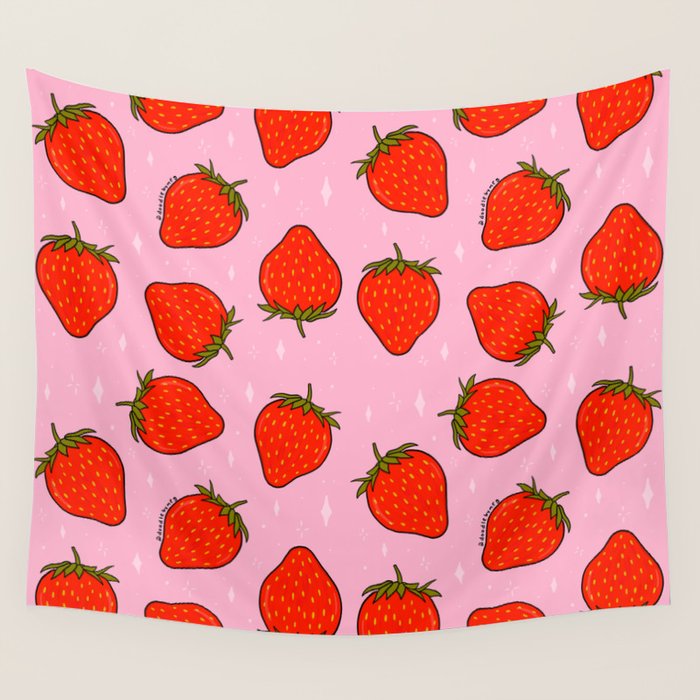 Strawberry Print Wall Tapestry Gallery Image 4