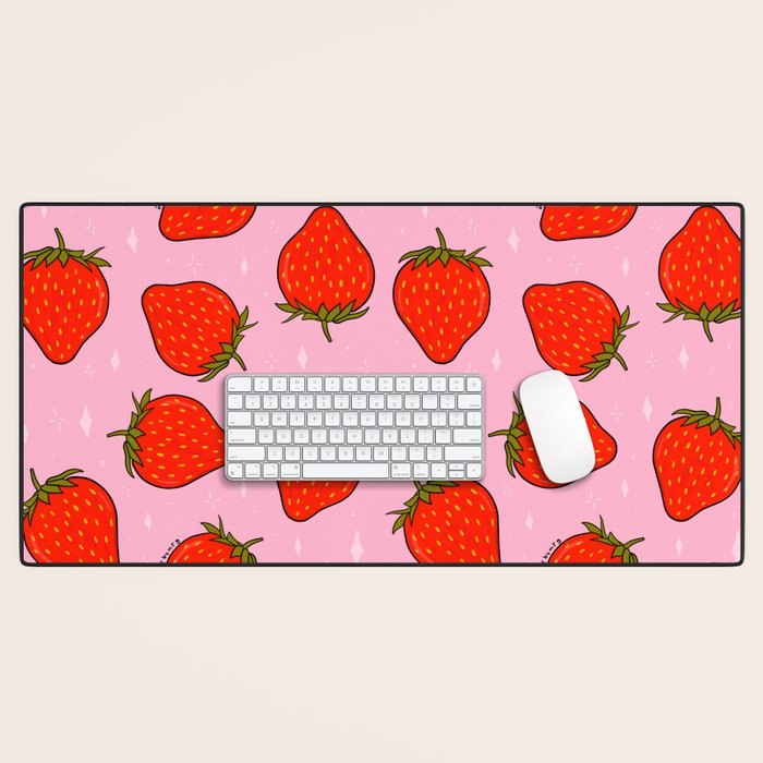 Strawberry Print Desk Mat Gallery Image 1
