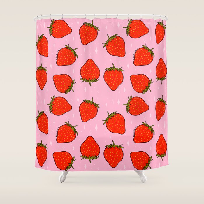 Strawberry Print Shower Curtain Gallery Image 1
