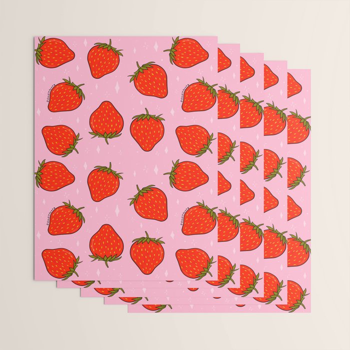 Strawberry Print Wrapping Paper Gallery Image 3