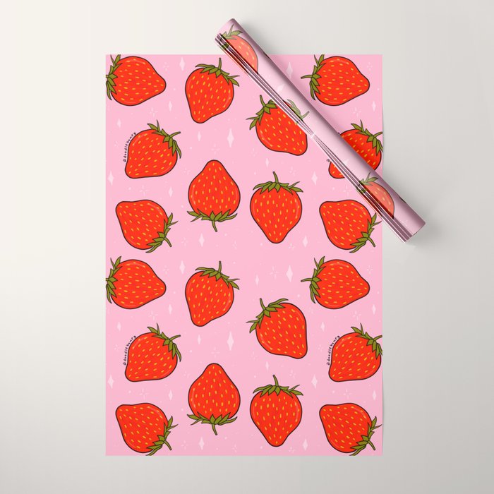 Strawberry Print Wrapping Paper Gallery Image 1