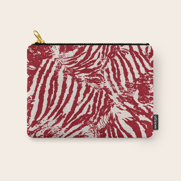 Red Zebra Stripe Abstract Pattern Bold Animal Print Carry All Pouch Gallery Image 1