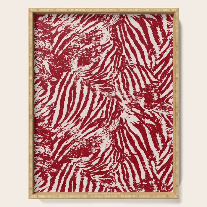 Red Zebra Stripe Abstract Pattern Bold Animal Print Serving Tray Gallery Image 1