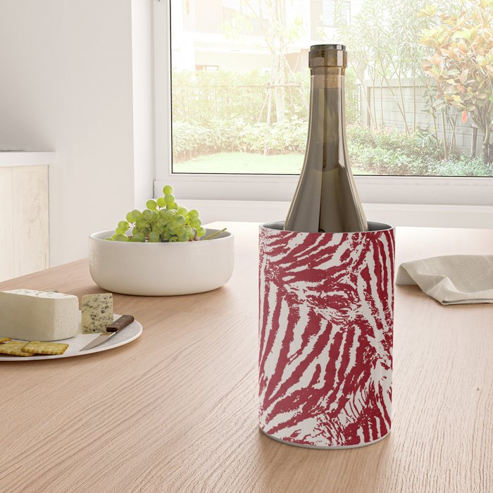 Red Zebra Stripe Abstract Pattern Bold Animal Print Wine Chiller Gallery Image 4