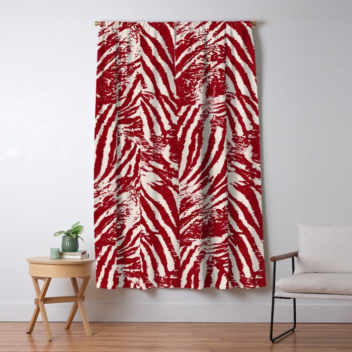 Red Zebra Stripe Abstract Pattern Bold Animal Print Window Curtain Gallery Image 5
