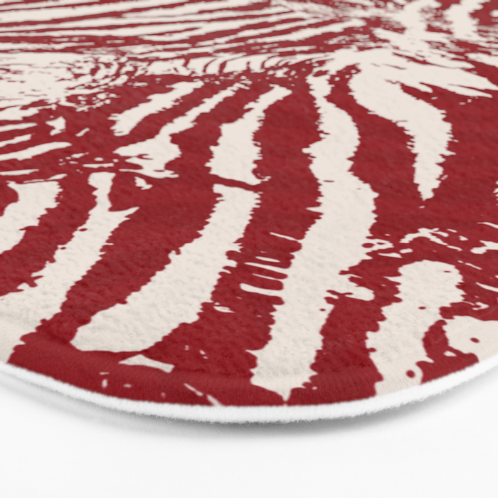 Red Zebra Stripe Abstract Pattern Bold Animal Print Bath Mat Gallery Image 3