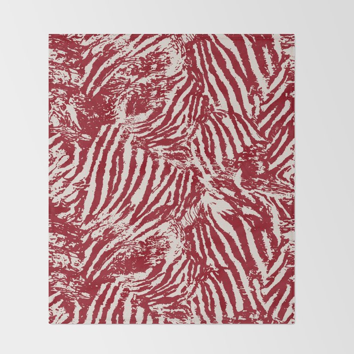 Red Zebra Stripe Abstract Pattern Bold Animal Print Throw Blanket Gallery Image 2