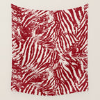 Red Zebra Stripe Abstract Pattern Bold Animal Print Wall Tapestry Gallery Image 4