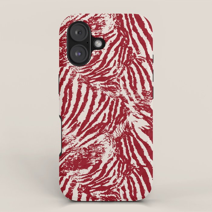 Red Zebra Stripe Abstract Pattern Bold Animal Print iPhone Case Gallery Image 1