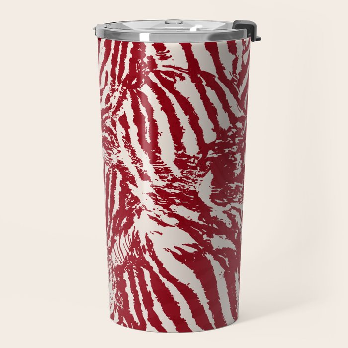Red Zebra Stripe Abstract Pattern Bold Animal Print Travel Mug Gallery Image 2