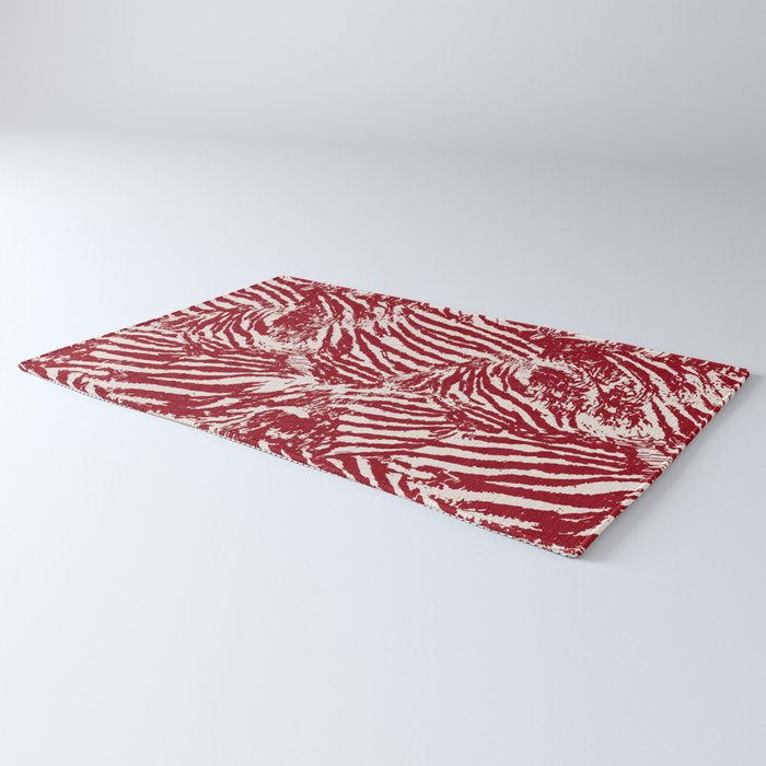 Red Zebra Stripe Abstract Pattern Bold Animal Print Rug Gallery Image 3