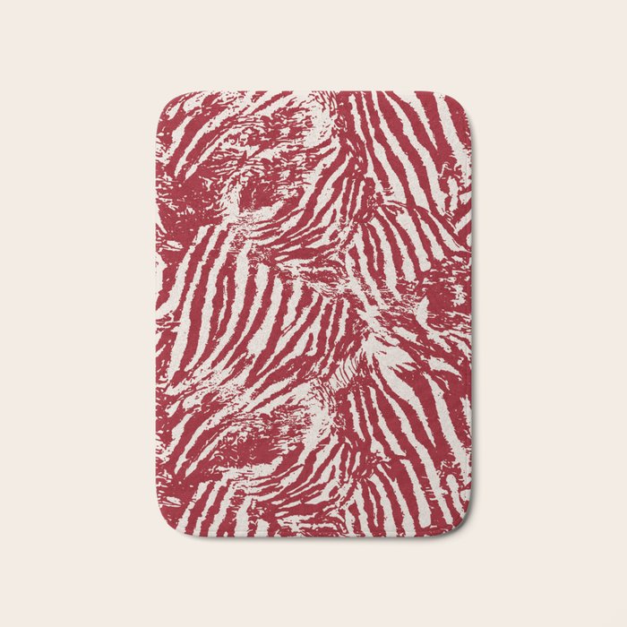 Red Zebra Stripe Abstract Pattern Bold Animal Print Bath Mat Gallery Image 1