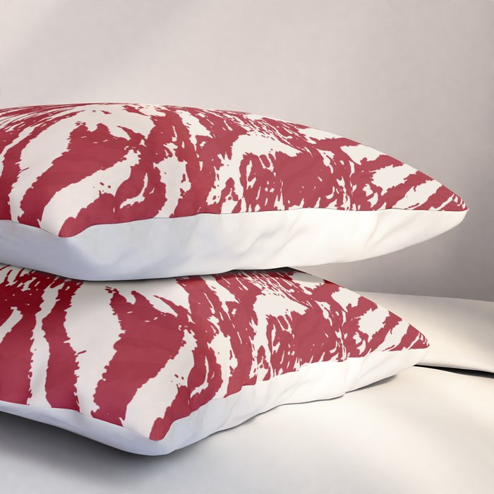 Red Zebra Stripe Abstract Pattern Bold Animal Print Pillow Sham Gallery Image 3