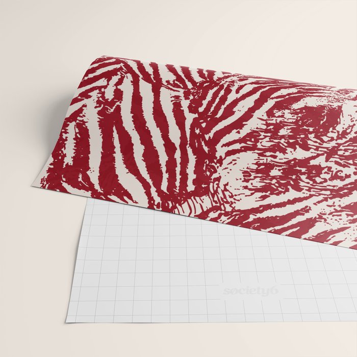 Red Zebra Stripe Abstract Pattern Bold Animal Print Wrapping Paper Gallery Image 2