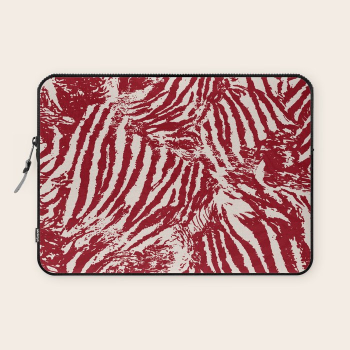 Red Zebra Stripe Abstract Pattern Bold Animal Print Laptop Sleeve Gallery Image 1