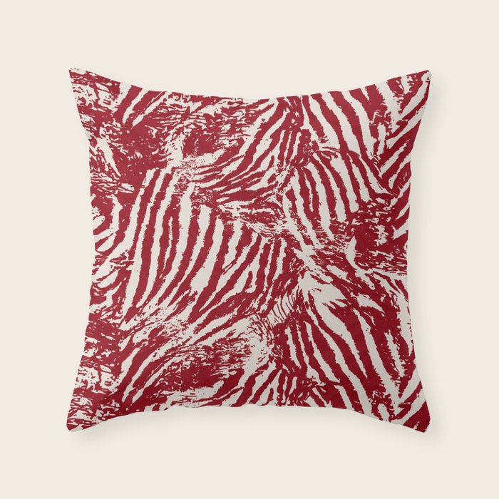 Red Zebra Stripe Abstract Pattern Bold Animal Print Throw Pillow Gallery Image 6