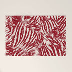 Red Zebra Stripe Abstract Pattern Bold Animal Print Welcome Mat Gallery Image 1