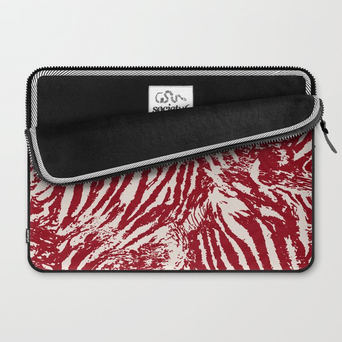 Red Zebra Stripe Abstract Pattern Bold Animal Print Laptop Sleeve Gallery Image 2