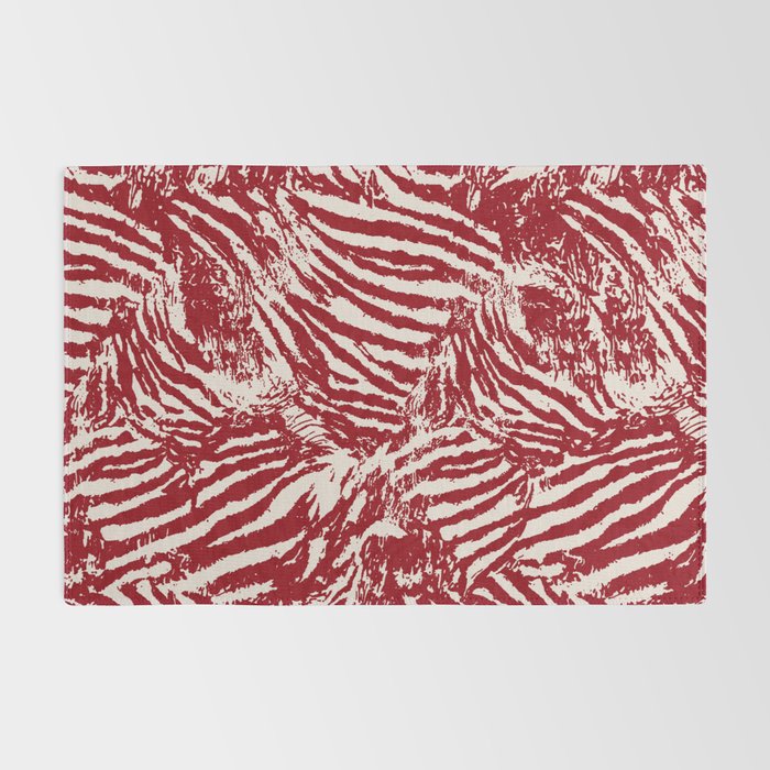 Red Zebra Stripe Abstract Pattern Bold Animal Print Rug Gallery Image 2