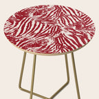Red Zebra Stripe Abstract Pattern Bold Animal Print Side Table Gallery Image 2