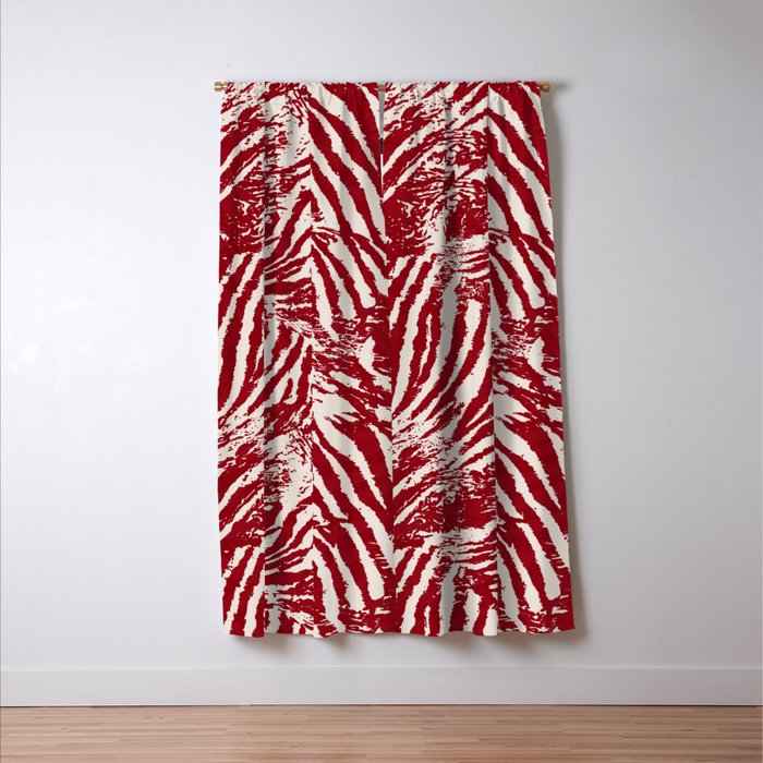 Red Zebra Stripe Abstract Pattern Bold Animal Print Window Curtain Gallery Image 3