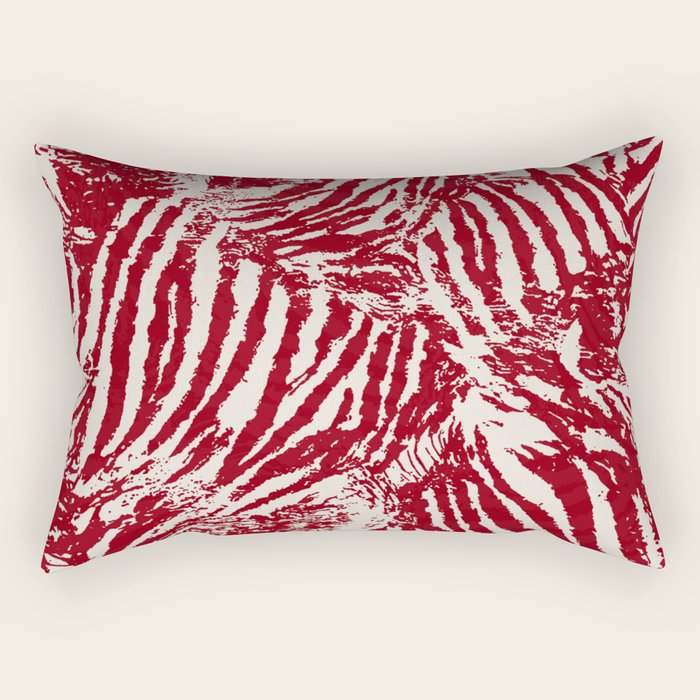 Red Zebra Stripe Abstract Pattern Bold Animal Print Rectangular Pillow Gallery Image 2