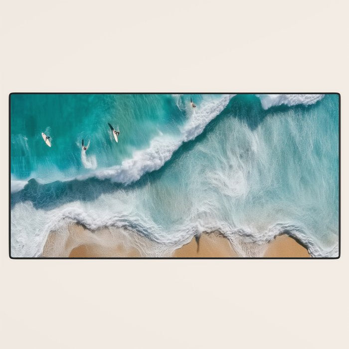Surfers at Shore - Aerial Beach Photography Desk Mat Gallery Image 3