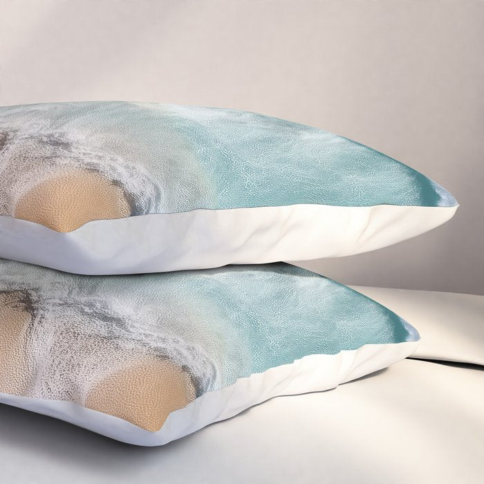 Surfers at Shore - Aerial Beach Photography Pillow Sham Gallery Image 3