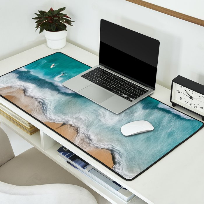 Surfers at Shore - Aerial Beach Photography Desk Mat Gallery Image 2