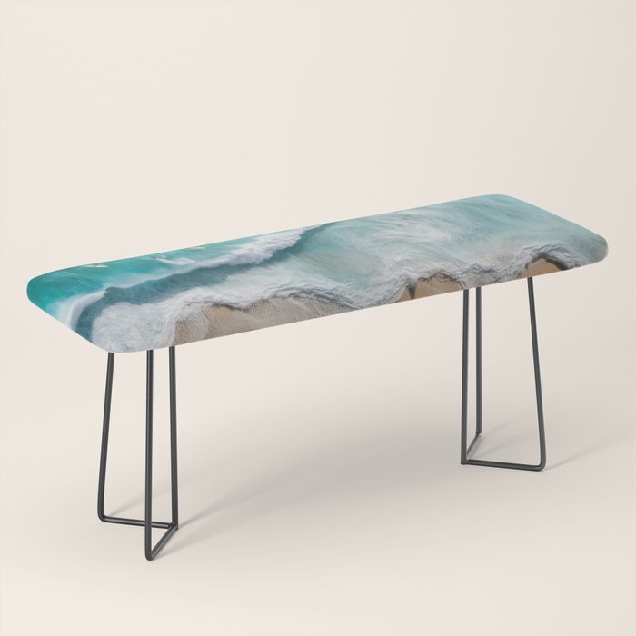 Surfers at Shore - Aerial Beach Photography Bench Gallery Image 1