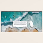 Surfers at Shore - Aerial Beach Photography Desk Mat Gallery Image 1