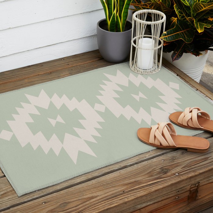 Southwestern Minimalism - Neutral Sage Green Outdoor Rug Gallery Image 2