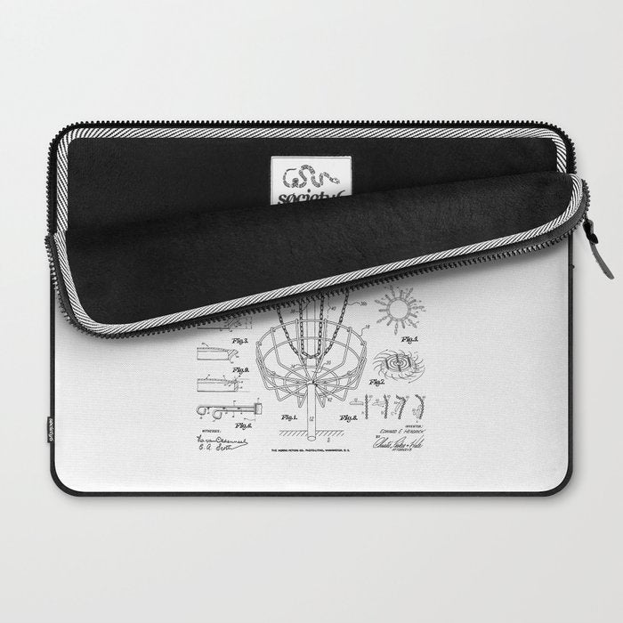 Disc Golf Frolf Frisbee Basket Vintage Patent Drawing Print Laptop Sleeve Gallery Image 2