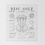 Disc Golf Frolf Frisbee Basket Vintage Patent Drawing Print Throw Blanket Gallery Image 2