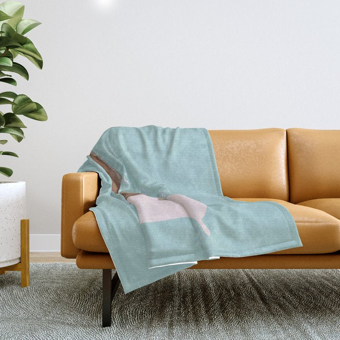 Brachiosaurus in Bathtub Throw Blanket Gallery Image 1