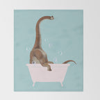 Brachiosaurus in Bathtub Throw Blanket Gallery Image 2