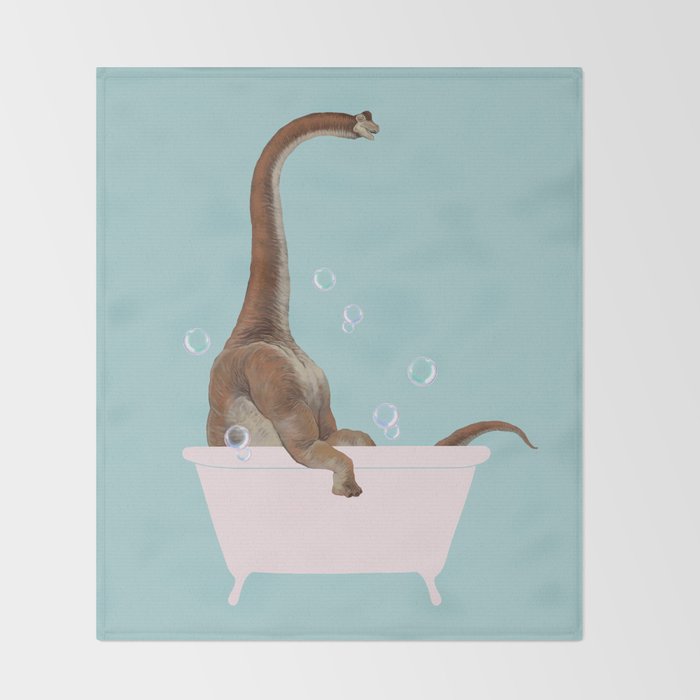 Brachiosaurus in Bathtub Throw Blanket Gallery Image 2