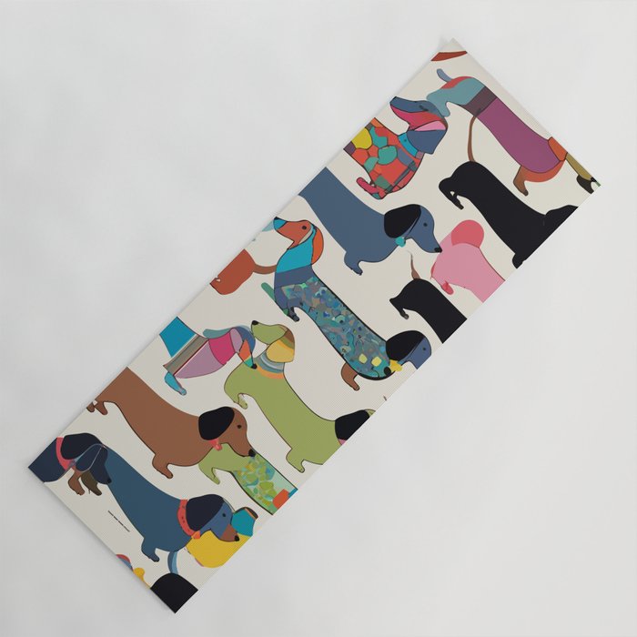 Dachshunds, Dog Pet Animals Eclectic, Contemporary Bohemian Illustration Toy Dogs Pastel Boho Modern Abstract Yoga Mat Gallery Image 1