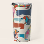 Dachshunds, Dog Pet Animals Eclectic, Contemporary Bohemian Illustration Toy Dogs Pastel Boho Modern Abstract Travel Mug Gallery Image 3