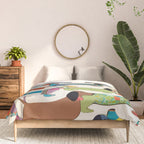 Dachshunds, Dog Pet Animals Eclectic, Contemporary Bohemian Illustration Toy Dogs Pastel Boho Modern Abstract Comforter Gallery Image 3