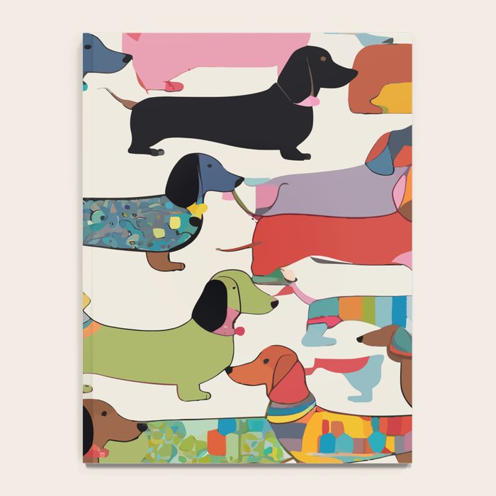 Dachshunds, Dog Pet Animals Eclectic, Contemporary Bohemian Illustration Toy Dogs Pastel Boho Modern Abstract Notebook Gallery Image 4