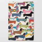 Dachshunds, Dog Pet Animals Eclectic, Contemporary Bohemian Illustration Toy Dogs Pastel Boho Modern Abstract Cutting Board Gallery Image 1