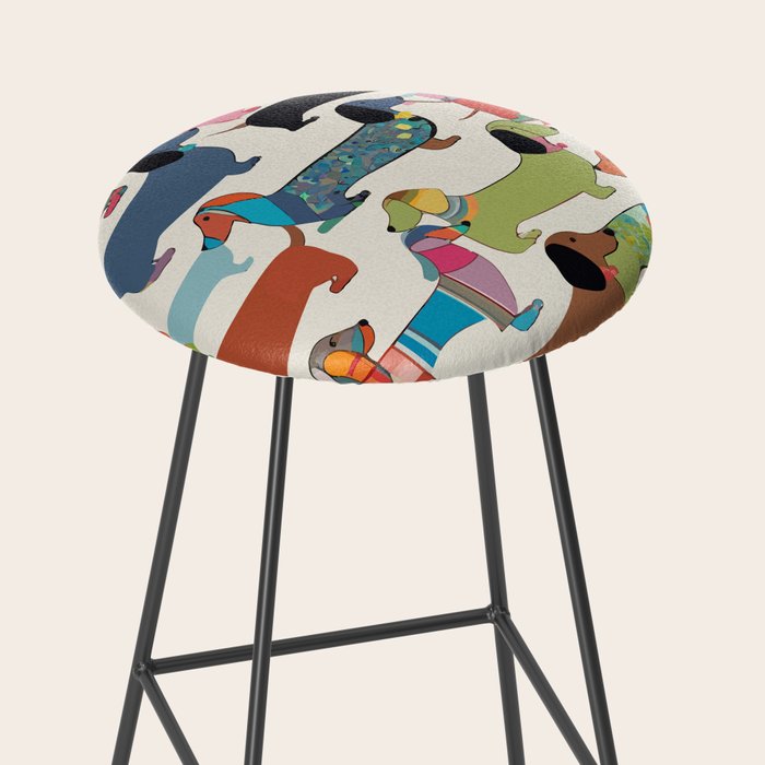 Dachshunds, Dog Pet Animals Eclectic, Contemporary Bohemian Illustration Toy Dogs Pastel Boho Modern Abstract Stool Gallery Image 2
