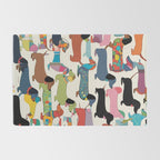 Dachshunds, Dog Pet Animals Eclectic, Contemporary Bohemian Illustration Toy Dogs Pastel Boho Modern Abstract Rug Gallery Image 2
