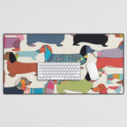 Dachshunds, Dog Pet Animals Eclectic, Contemporary Bohemian Illustration Toy Dogs Pastel Boho Modern Abstract Desk Mat Gallery Image 1