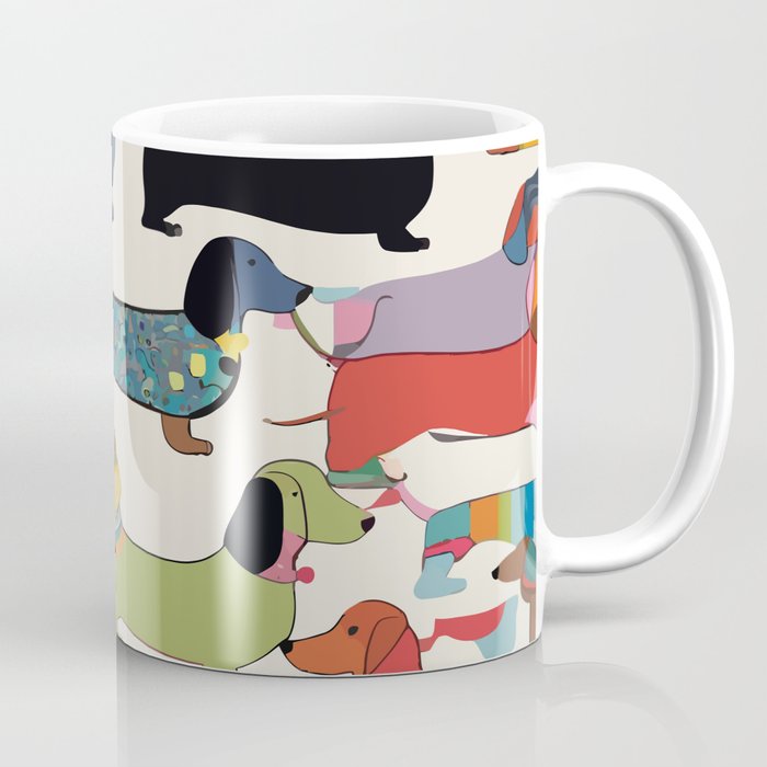 Dachshunds, Dog Pet Animals Eclectic, Contemporary Bohemian Illustration Toy Dogs Pastel Boho Modern Abstract Coffee Mug Gallery Image 1