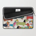 Dachshunds, Dog Pet Animals Eclectic, Contemporary Bohemian Illustration Toy Dogs Pastel Boho Modern Abstract Laptop Sleeve Gallery Image 2