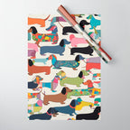 Dachshunds, Dog Pet Animals Eclectic, Contemporary Bohemian Illustration Toy Dogs Pastel Boho Modern Abstract Wrapping Paper Gallery Image 1