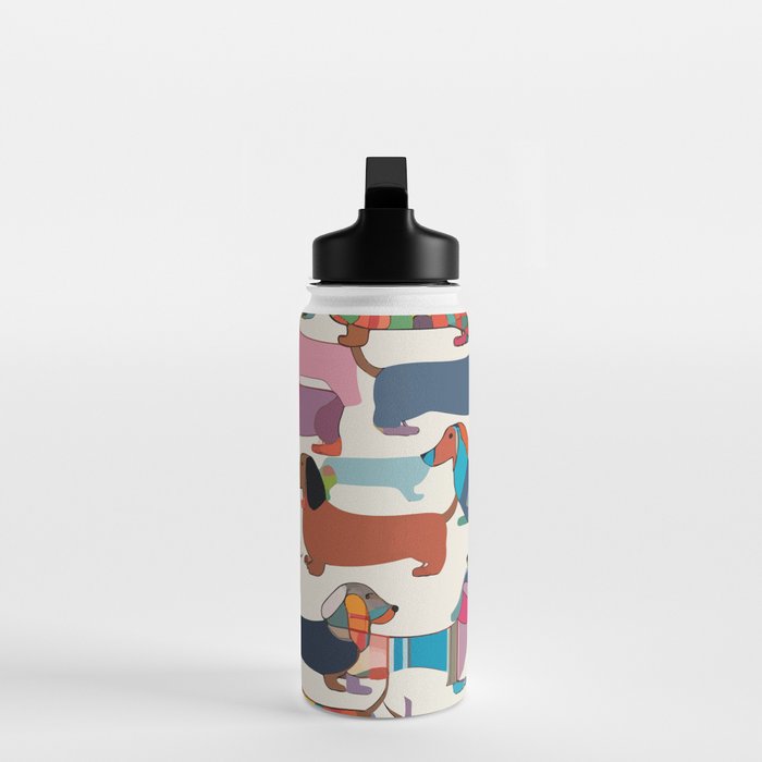 Dachshunds, Dog Pet Animals Eclectic, Contemporary Bohemian Illustration Toy Dogs Pastel Boho Modern Abstract Water Bottle Gallery Image 3