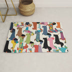 Dachshunds, Dog Pet Animals Eclectic, Contemporary Bohemian Illustration Toy Dogs Pastel Boho Modern Abstract Rug Gallery Image 1